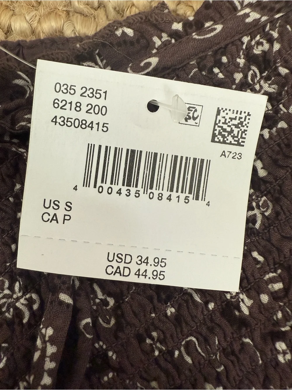 American Eagle Outfitters Brown Paisley Smocked Cami - Picture 4 of 4